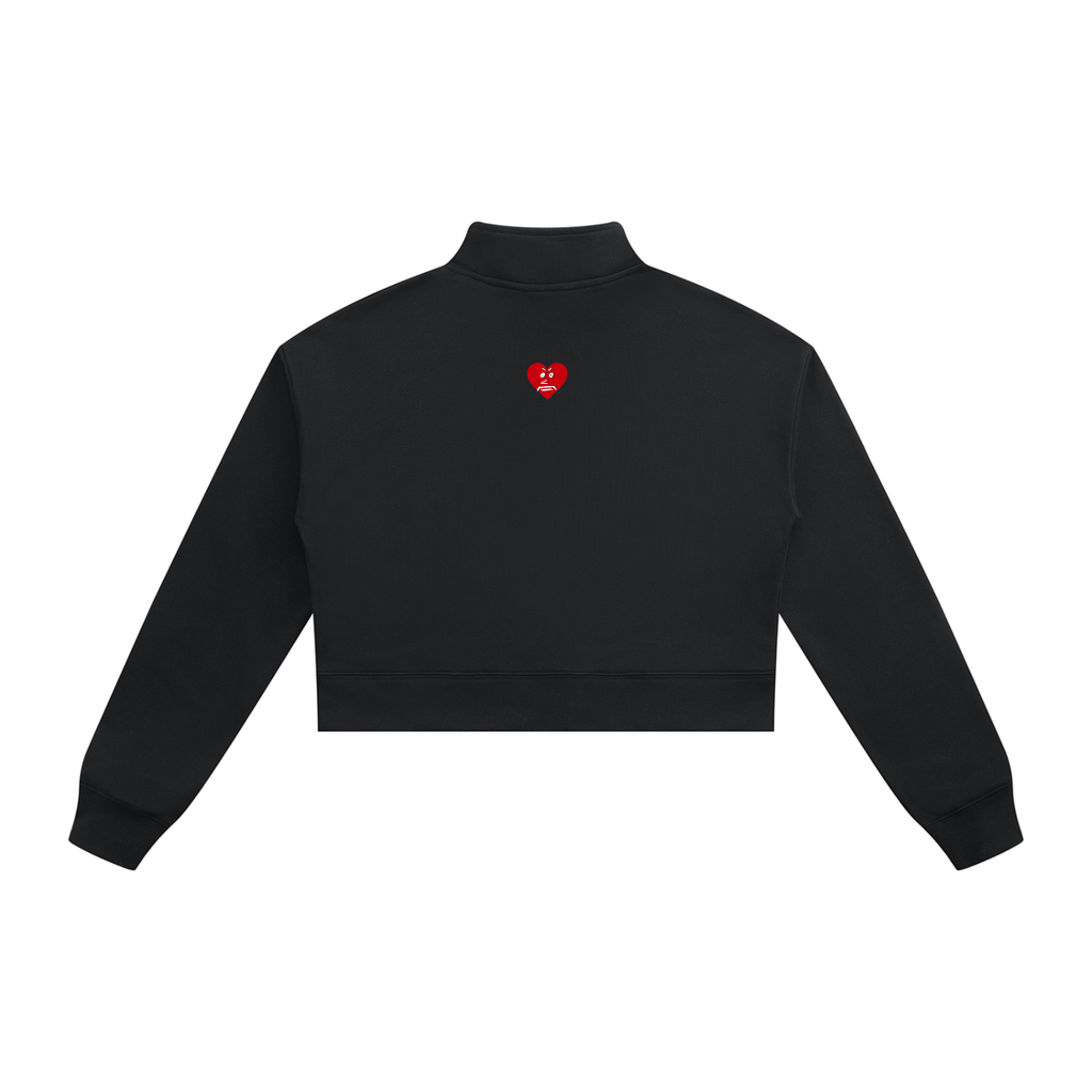 RudeGyal Heart Crop Quarter-Zip Sweatshirt