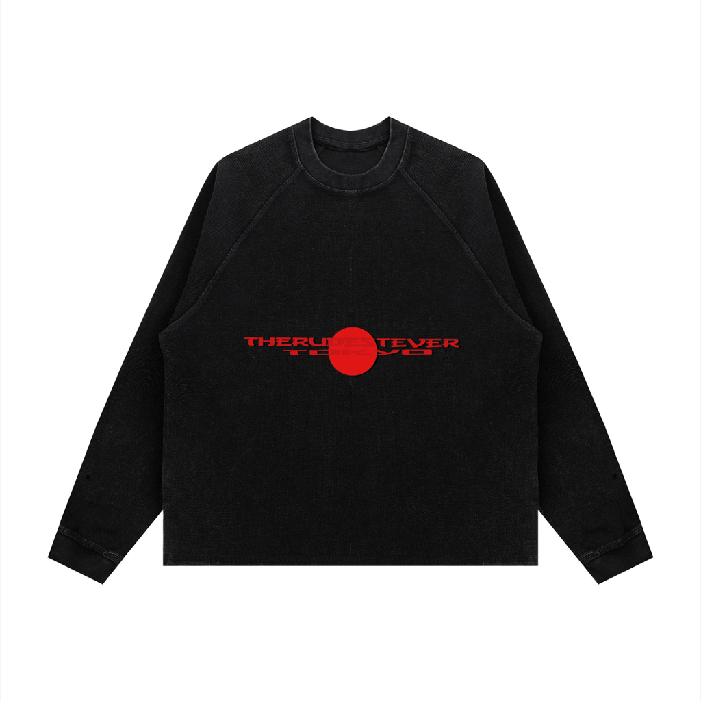 Tokyo Rude Vintage Wash Boxy  Waffle T-Shirt