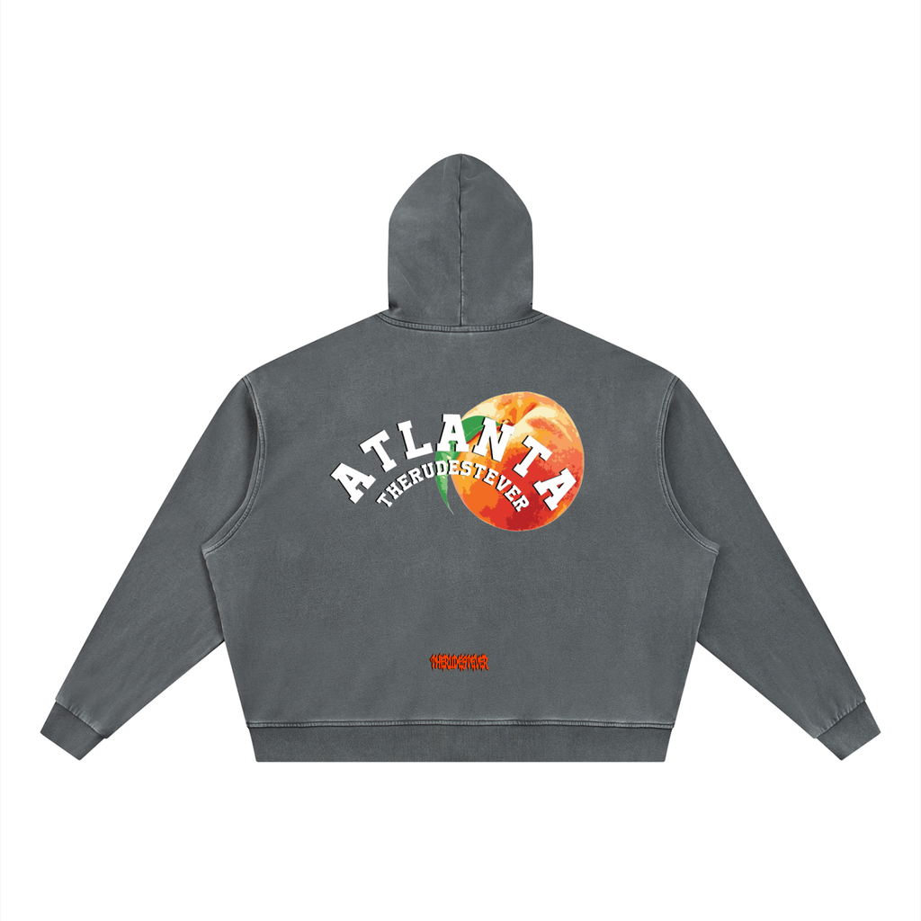 ATL TheRudestEver Vintage Wash Full Zip Boxy Hoodie